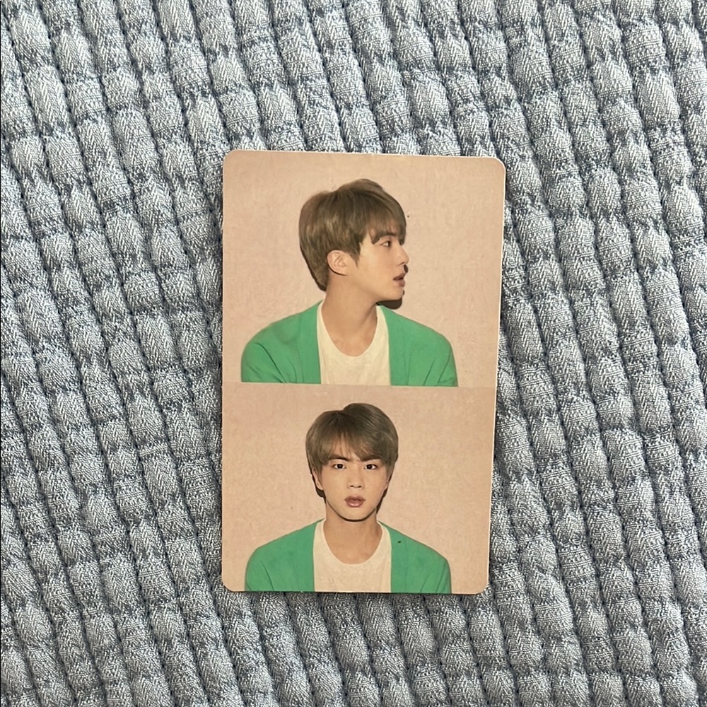 Green and White BTS Jin Photocard